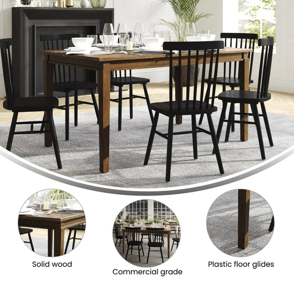English Elm Henry 60" Solid Wood Dining Table - Commercial Grade, Durable Design for Restaurants & Homes Brown Matte 36.25"W x 60"D x 30.25"H KER-T-217-BRN-60-GG