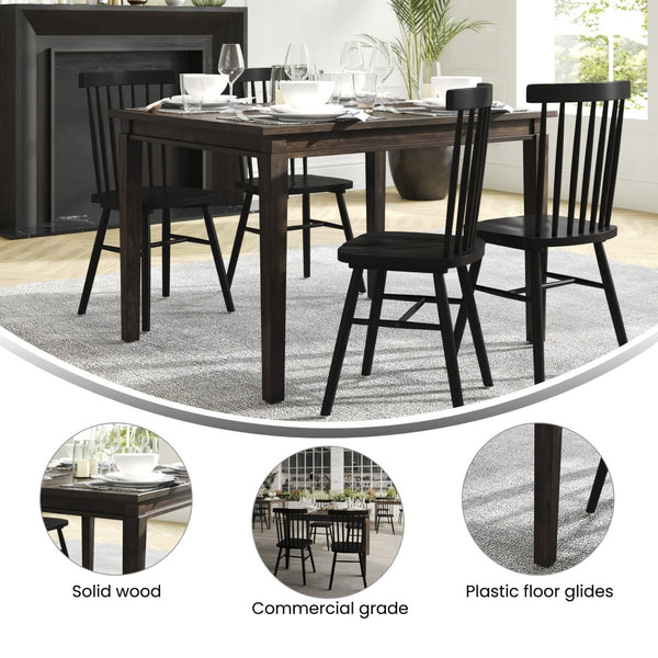 English Elm Henry 47" Solid Wood Dining Table - Durable and Elegant Commercial-Grade Design for Dining Spaces Wenge Matte 36.25"W x 47"D x 30.25"H KER-T-217-WEN-47-GG