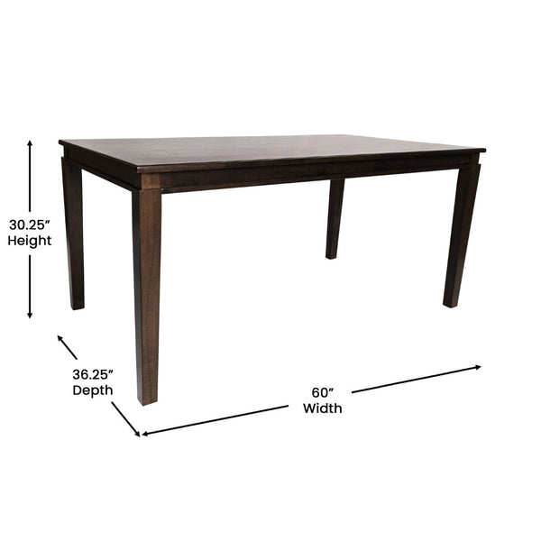 English Elm Henry 60" Solid Wood Dining Table - Commercial Grade, Durable Design for Restaurants & Homes Wenge Matte 36.25"W x 60"D x 30.25"H KER-T-217-WEN-60-GG