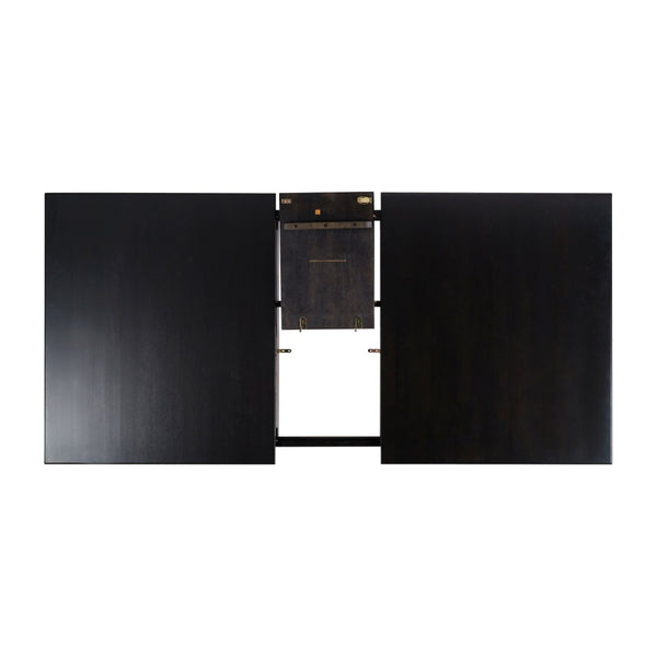 English Elm Henry 72" Solid Wood Dining Table with Hideaway Extension for Flexible Seating and Style Black Matte KER-T-217EX-BLK-72-GG