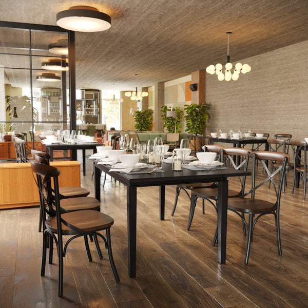 English Elm Henry 72" Solid Wood Dining Table with Hideaway Extension for Flexible Seating and Style Black Matte KER-T-217EX-BLK-72-GG