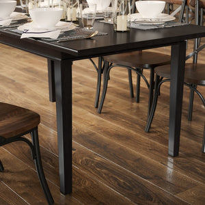 English Elm Henry 72" Solid Wood Dining Table with Hideaway Extension for Flexible Seating and Style Black Matte KER-T-217EX-BLK-72-GG