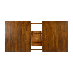 English Elm Henry 72" Solid Wood Dining Table with Hideaway Extension for Flexible Seating and Style Brown Matte KER-T-217EX-BRN-72-GG