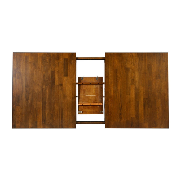 English Elm Henry 72" Solid Wood Dining Table with Hideaway Extension for Flexible Seating and Style Brown Matte KER-T-217EX-BRN-72-GG