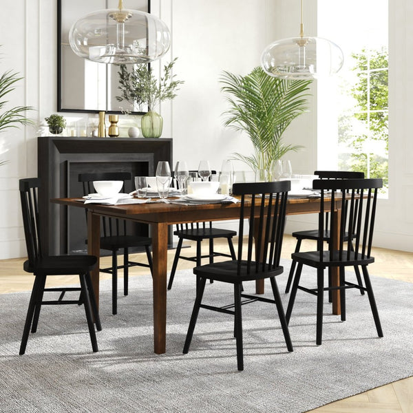 English Elm Henry 72" Solid Wood Dining Table with Hideaway Extension for Flexible Seating and Style Brown Matte KER-T-217EX-BRN-72-GG