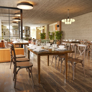 English Elm Henry 72" Solid Wood Dining Table with Hideaway Extension for Flexible Seating and Style Brown Matte KER-T-217EX-BRN-72-GG