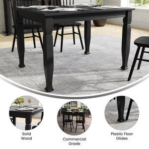 English Elm Grace 47" Solid Wood Dining Table with Timeless Design, Heavy-Duty Durability for Home or Café Use Black Matte 36.25"W x 47"D x 30.25"H KER-T-799-BLK-47-GG