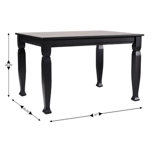 English Elm Grace 47" Solid Wood Dining Table with Timeless Design, Heavy-Duty Durability for Home or Café Use Black Matte 36.25"W x 47"D x 30.25"H KER-T-799-BLK-47-GG