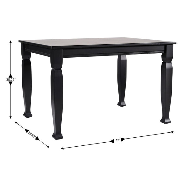 English Elm Grace 47" Solid Wood Dining Table with Timeless Design, Heavy-Duty Durability for Home or Café Use Black Matte 36.25"W x 47"D x 30.25"H KER-T-799-BLK-47-GG