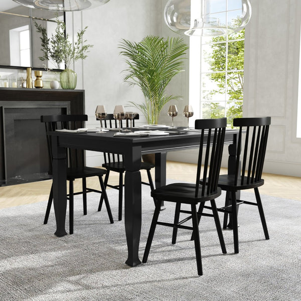 English Elm Grace 47" Solid Wood Dining Table with Timeless Design, Heavy-Duty Durability for Home or Café Use Black Matte 36.25"W x 47"D x 30.25"H KER-T-799-BLK-47-GG