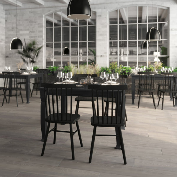 English Elm Grace 47" Solid Wood Dining Table with Timeless Design, Heavy-Duty Durability for Home or Café Use Black Matte 36.25"W x 47"D x 30.25"H KER-T-799-BLK-47-GG