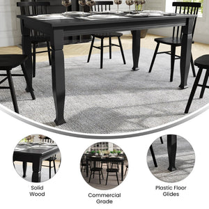 English Elm Grace 60" Solid Wood Dining Table - Classic Turned Legs, Heavy-Duty Design for Homes and Commercial Use Black Matte 36.25"W x 60"D x 30.25"H KER-T-799-BLK-60-GG