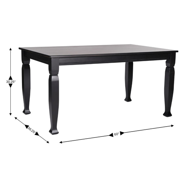 English Elm Grace 60" Solid Wood Dining Table - Classic Turned Legs, Heavy-Duty Design for Homes and Commercial Use Black Matte 36.25"W x 60"D x 30.25"H KER-T-799-BLK-60-GG