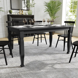 English Elm Grace 60" Solid Wood Dining Table - Classic Turned Legs, Heavy-Duty Design for Homes and Commercial Use Black Matte 36.25"W x 60"D x 30.25"H KER-T-799-BLK-60-GG