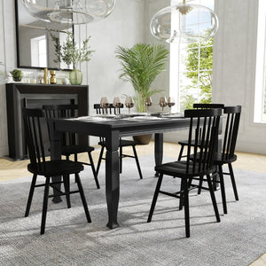 English Elm Grace 60" Solid Wood Dining Table - Classic Turned Legs, Heavy-Duty Design for Homes and Commercial Use Black Matte 36.25"W x 60"D x 30.25"H KER-T-799-BLK-60-GG