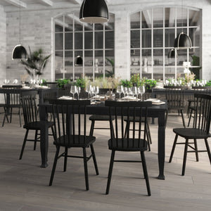 English Elm Grace 60" Solid Wood Dining Table - Classic Turned Legs, Heavy-Duty Design for Homes and Commercial Use Black Matte 36.25"W x 60"D x 30.25"H KER-T-799-BLK-60-GG