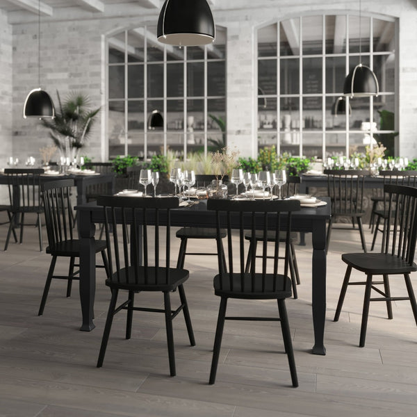 English Elm Grace 60" Solid Wood Dining Table - Classic Turned Legs, Heavy-Duty Design for Homes and Commercial Use Black Matte 36.25"W x 60"D x 30.25"H KER-T-799-BLK-60-GG