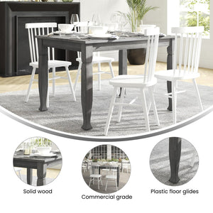 English Elm Grace 47" Solid Wood Dining Table with Timeless Design, Heavy-Duty Durability for Home or Café Use Antique Gray 36.25"W x 47"D x 30.25"H KER-T-799-GRY-47-GG