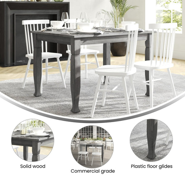 English Elm Grace 47" Solid Wood Dining Table with Timeless Design, Heavy-Duty Durability for Home or Café Use Antique Gray 36.25"W x 47"D x 30.25"H KER-T-799-GRY-47-GG