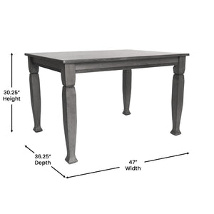 English Elm Grace 47" Solid Wood Dining Table with Timeless Design, Heavy-Duty Durability for Home or Café Use Antique Gray 36.25"W x 47"D x 30.25"H KER-T-799-GRY-47-GG