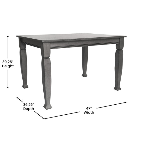 English Elm Grace 47" Solid Wood Dining Table with Timeless Design, Heavy-Duty Durability for Home or Café Use Antique Gray 36.25"W x 47"D x 30.25"H KER-T-799-GRY-47-GG