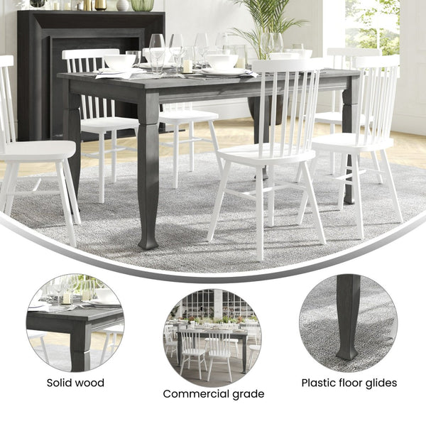 English Elm Grace 60" Solid Wood Dining Table - Classic Turned Legs, Heavy-Duty Design for Homes and Commercial Use Antique Gray 36.25"W x 60"D x 30.25"H KER-T-799-GRY-60-GG
