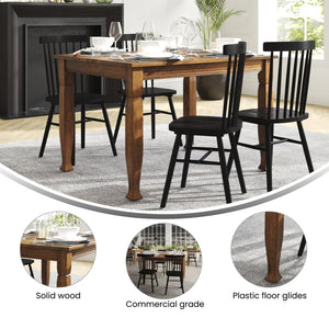 English Elm Grace 47" Solid Wood Dining Table with Timeless Design, Heavy-Duty Durability for Home or Café Use Walnut Matte 36.25"W x 47"D x 30.25"H KER-T-799-WAL-47-GG
