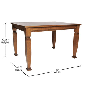 English Elm Grace 47" Solid Wood Dining Table with Timeless Design, Heavy-Duty Durability for Home or Café Use Walnut Matte 36.25"W x 47"D x 30.25"H KER-T-799-WAL-47-GG