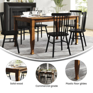 English Elm Grace 60" Solid Wood Dining Table - Classic Turned Legs, Heavy-Duty Design for Homes and Commercial Use Walnut Matte 36.25"W x 60"D x 30.25"H KER-T-799-WAL-60-GG