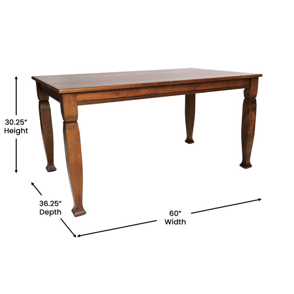 English Elm Grace 60" Solid Wood Dining Table - Classic Turned Legs, Heavy-Duty Design for Homes and Commercial Use Walnut Matte 36.25"W x 60"D x 30.25"H KER-T-799-WAL-60-GG