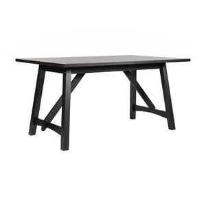 English Elm Everly 60" Solid Wood Dining Table – Farmhouse Trestle Design for Home or Commercial Use, Seats 6 Black Matte 36"W x 60"D x 30.25"H KER-T-851-BLK-60-GG