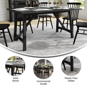 English Elm Everly 60" Solid Wood Dining Table – Farmhouse Trestle Design for Home or Commercial Use, Seats 6 Black Matte 36"W x 60"D x 30.25"H KER-T-851-BLK-60-GG