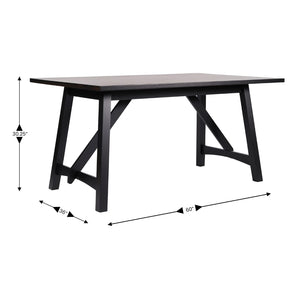 English Elm Everly 60" Solid Wood Dining Table – Farmhouse Trestle Design for Home or Commercial Use, Seats 6 Black Matte 36"W x 60"D x 30.25"H KER-T-851-BLK-60-GG