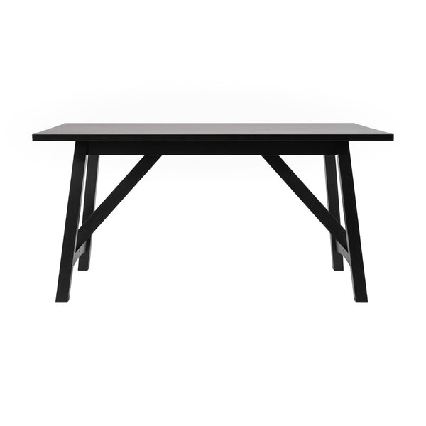 English Elm Everly 60" Solid Wood Dining Table – Farmhouse Trestle Design for Home or Commercial Use, Seats 6 Black Matte 36"W x 60"D x 30.25"H KER-T-851-BLK-60-GG