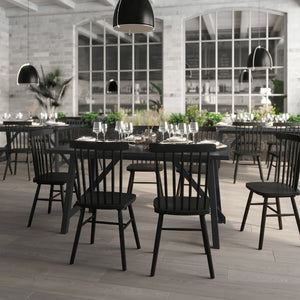 English Elm Everly 60" Solid Wood Dining Table – Farmhouse Trestle Design for Home or Commercial Use, Seats 6 Black Matte 36"W x 60"D x 30.25"H KER-T-851-BLK-60-GG