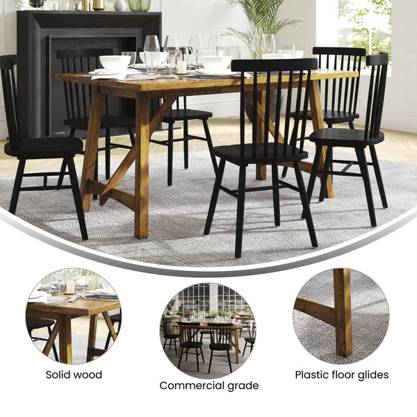 English Elm Everly 60" Solid Wood Dining Table – Farmhouse Trestle Design for Home or Commercial Use, Seats 6 Light Cappuccino 36"W x 60"D x 30.25"H KER-T-851-BRN-60-GG