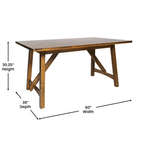 English Elm Everly 60" Solid Wood Dining Table – Farmhouse Trestle Design for Home or Commercial Use, Seats 6 Light Cappuccino 36"W x 60"D x 30.25"H KER-T-851-BRN-60-GG