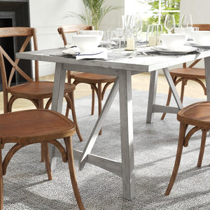 English Elm Everly 60" Solid Wood Dining Table – Farmhouse Trestle Design for Home or Commercial Use, Seats 6 Antique White 36"W x 60"D x 30.25"H KER-T-851-WHT-60-GG