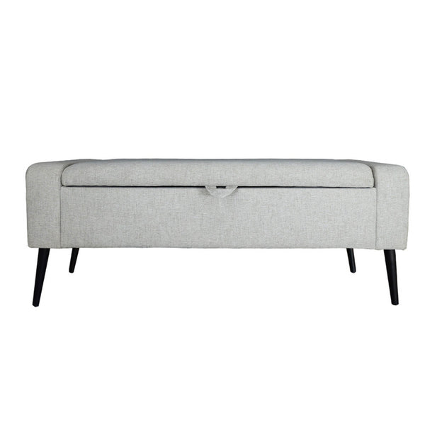Lh Imports Khloe Storage Bench - Stylish Organization Solution For Clutter-free Spaces And Cozy Comfort Grey Black Metal Legs,Standard Padded Foam Cushion,100% Polyester Fabric,28,000 Rub Count Khl016-san
