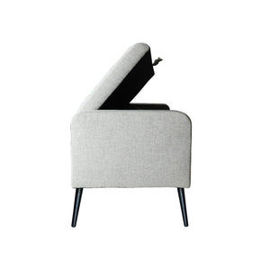 Lh Imports Khloe Storage Bench - Stylish Organization Solution For Clutter-free Spaces And Cozy Comfort Grey Black Metal Legs,Standard Padded Foam Cushion,100% Polyester Fabric,28,000 Rub Count Khl016-san