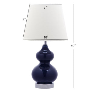 Safavieh EVA Double Gourd Mini Lamp - Stylish Cream Linen Shade for Timeless and Contemporary Decor Navy KID4086B