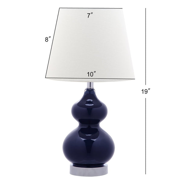 Safavieh EVA Double Gourd Mini Lamp - Stylish Cream Linen Shade for Timeless and Contemporary Decor Navy KID4086B