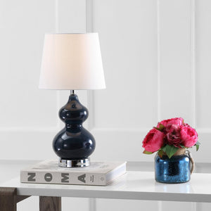 Safavieh EVA Double Gourd Mini Lamp - Stylish Cream Linen Shade for Timeless and Contemporary Decor Navy KID4086B