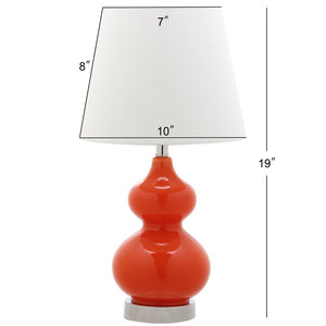 Safavieh EVA Double Gourd Mini Lamp - Stylish Cream Linen Shade for Timeless and Contemporary Decor Orange KID4086D