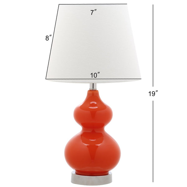 Safavieh EVA Double Gourd Mini Lamp - Stylish Cream Linen Shade for Timeless and Contemporary Decor Orange KID4086D