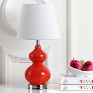 Safavieh EVA Double Gourd Mini Lamp - Stylish Cream Linen Shade for Timeless and Contemporary Decor Orange KID4086D