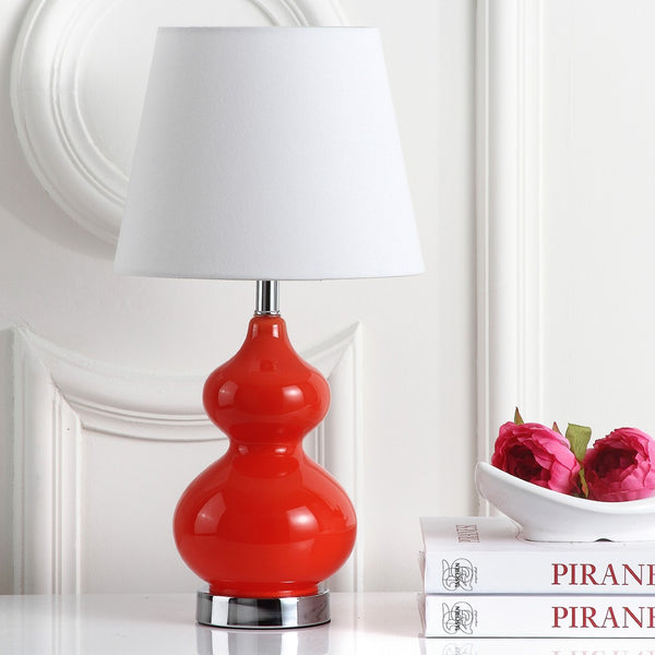 Safavieh EVA Double Gourd Mini Lamp - Stylish Cream Linen Shade for Timeless and Contemporary Decor Orange KID4086D