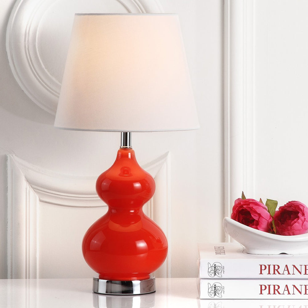 Safavieh EVA Double Gourd Mini Lamp - Stylish Cream Linen Shade for Timeless and Contemporary Decor Orange KID4086D