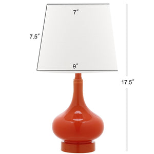 Safavieh AMY GOURD MINI LAMP - ELEGANT TABLE LIGHT WITH CREAM LINEN SHADE FOR BEDSIDES & SMALL SPACES Orange KID4087D
