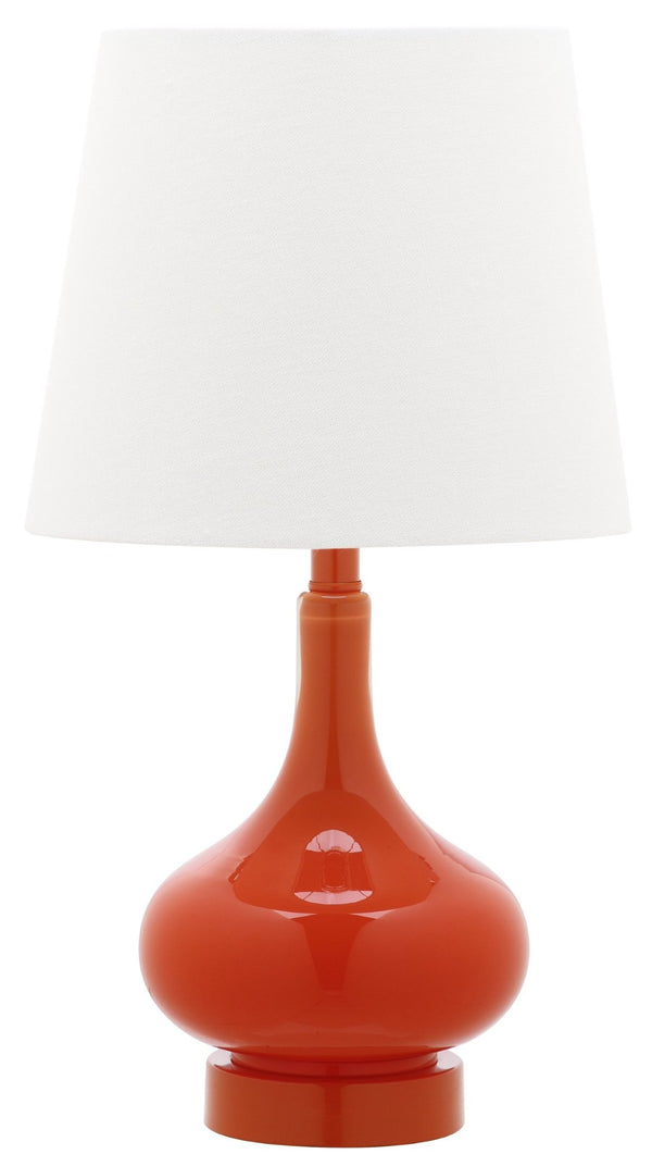 Safavieh AMY GOURD MINI LAMP - ELEGANT TABLE LIGHT WITH CREAM LINEN SHADE FOR BEDSIDES & SMALL SPACES Orange KID4087D